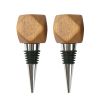 Better Homes & Gardens Elegant Wine Bottle Stopper Aluminum and Wood, Brown and Silver 3.93"