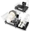 Stainless Steel Expandable Dish Rack with Drainboard and Swivel Spout