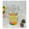 Leading Ware 2.5 Quarts Water Pitcher with Lid, Rainbow Design Unbreakable Plastic Pitcher, Drink Pitcher, Juice Pitcher with Spout BPA Free