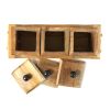 WILLART Handcrafted Teak Wood Antique Look Tea Coffee Sugar 3 Container Set in Wooden Tray – Container with Lids (Dimension : 10.50 x 4 x 5 Inch)