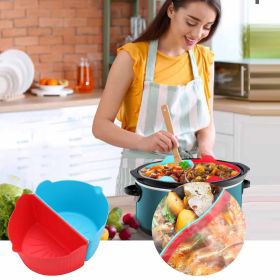 Silicone Slow Cooker Slow Cooker Partition Tank Slow Cooker Silicone Divider Slow Cooker Silicone round Table Set for 4 Modern (Color: Blue)