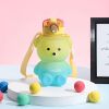 1pc Bear Cute Water Cup, Summer Plastic Cup, Portable Straw Cup, Large-capacity Water Bottle With Strap